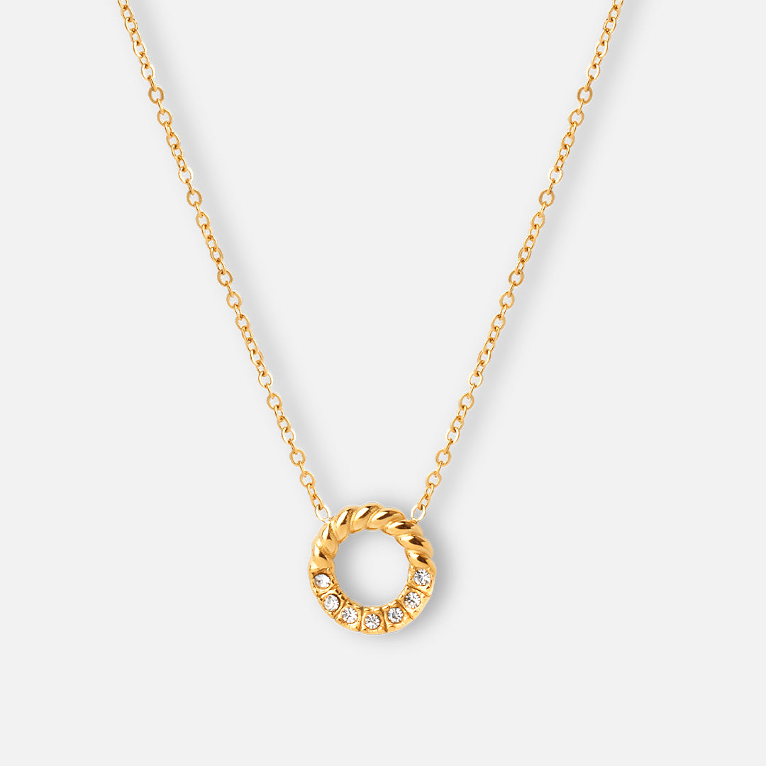 Twisted White Zirkon Halskæde 18k Guldbelagt