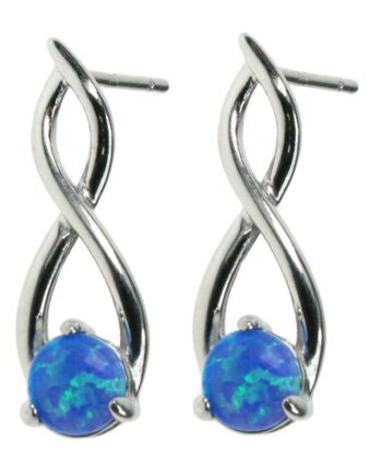 Twister Opal øreringe Med Blå Opal Sten  925 Sterling Sølv Og Rhodium Belægning