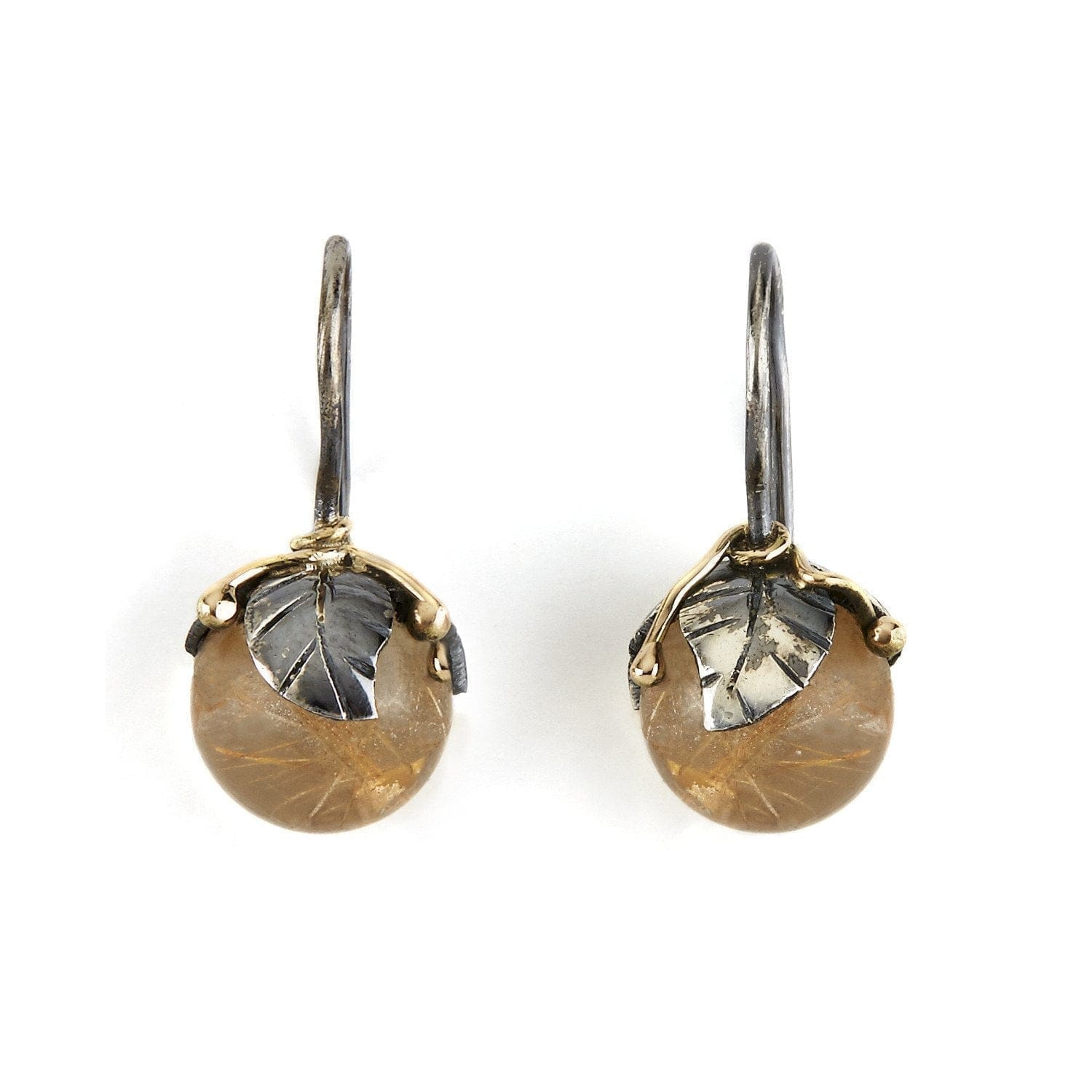Urban Leaf Drops Golden Rutile Quartz ørehængere