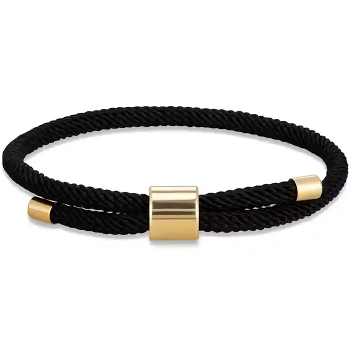 Urban Rope Black   Sort Herrearmbånd Med Forgyldt Stål