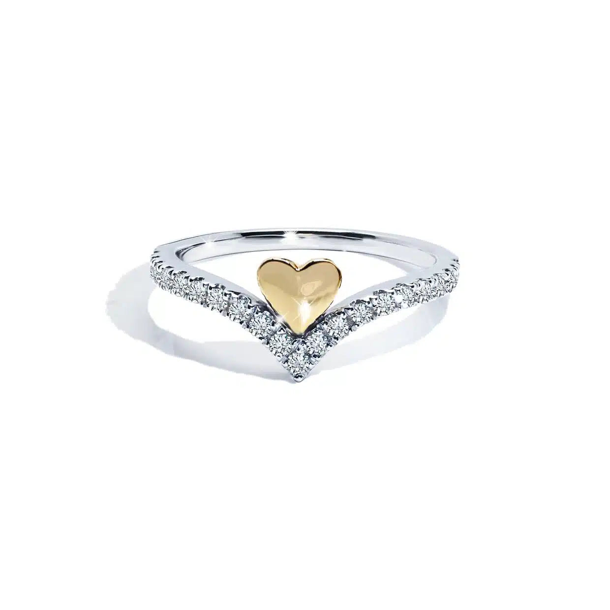 -hjerte Alliancering Med Diamanter   Guld Og Hvidguld 14k Guld   66