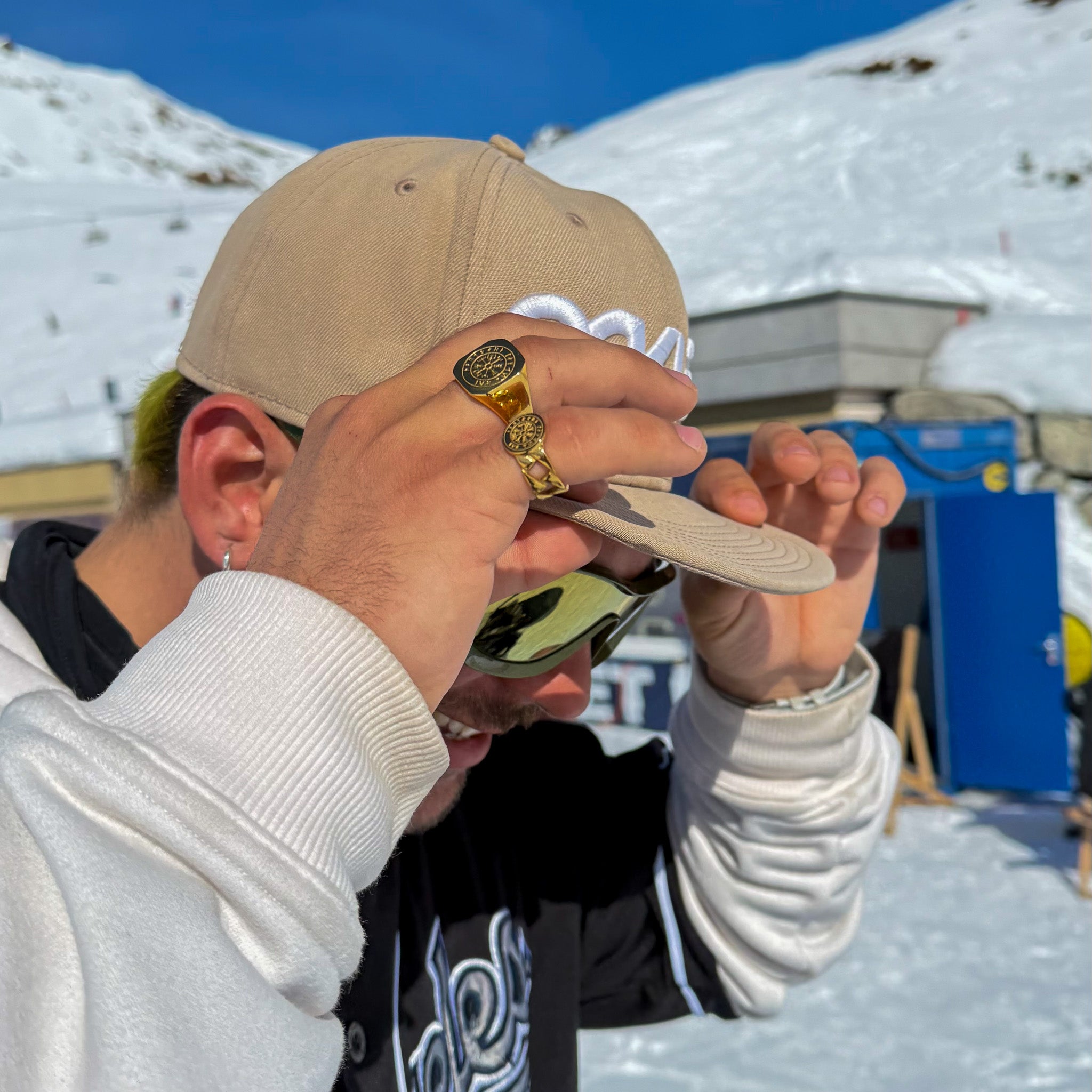 Vegvisir Oversize Signet Ring  Guld  Str    Herre Northern Legacy