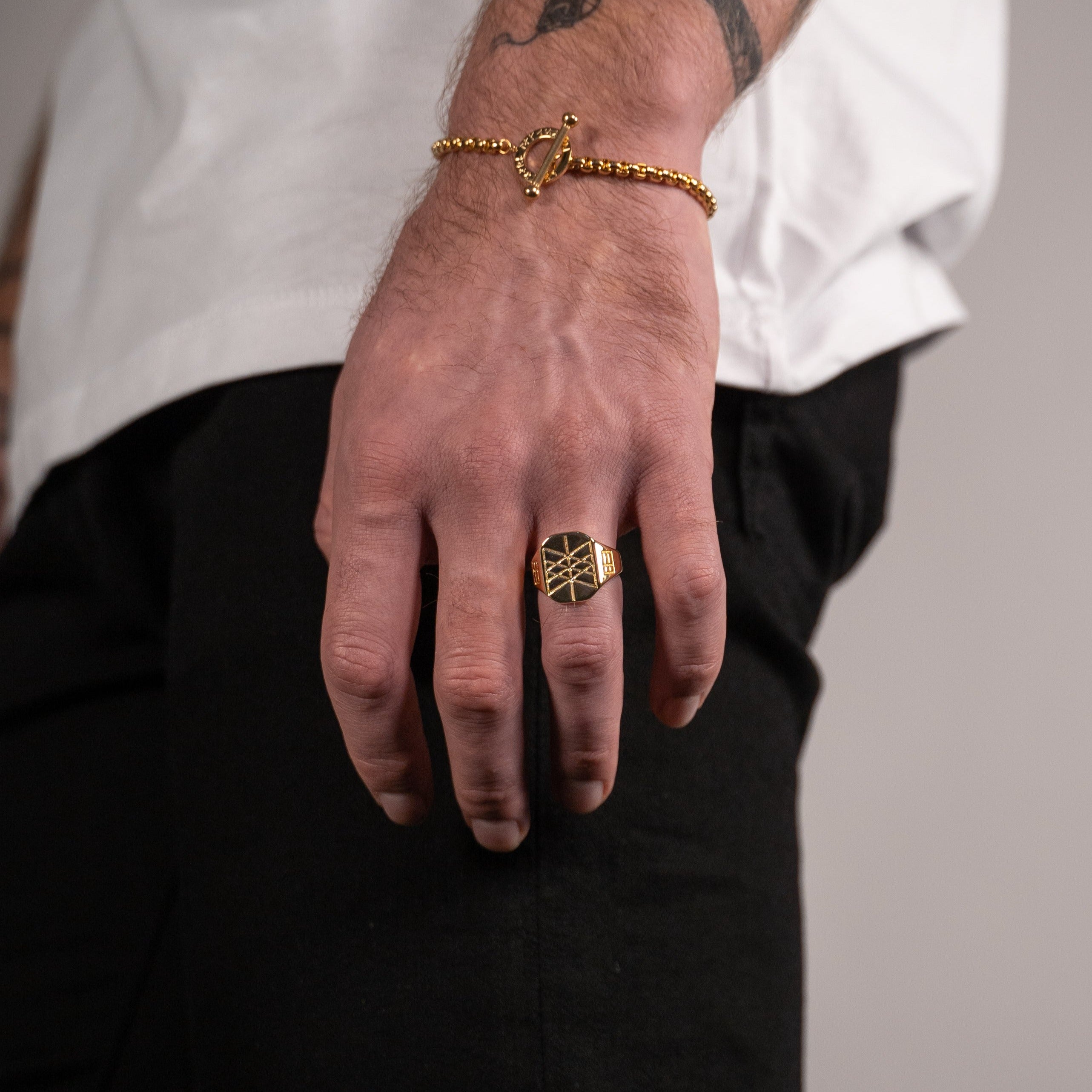Web Of Wyrd Signet Ring  Guld  Str    Herre Northern Legacy