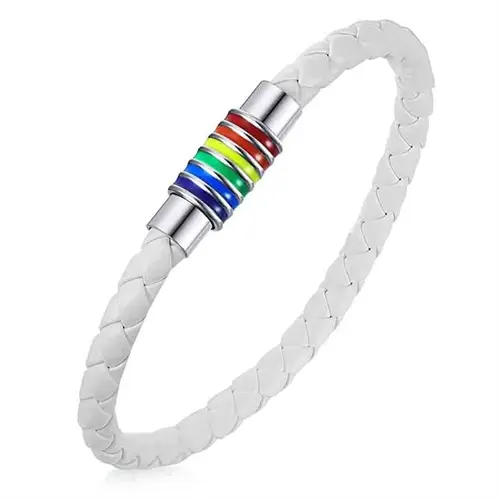White Pride Armbånd   Regnbuefarver
