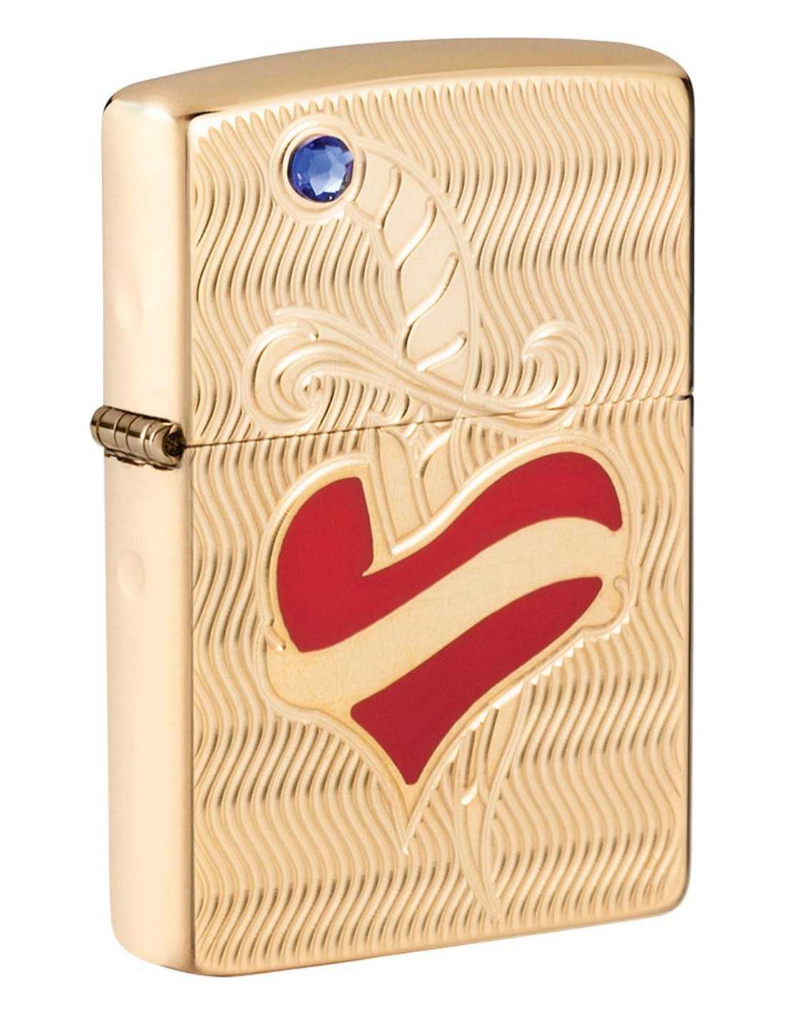 Zippo Lighter  Quot Heart Sword Quot  Limited Edition Med Swarovski Sten